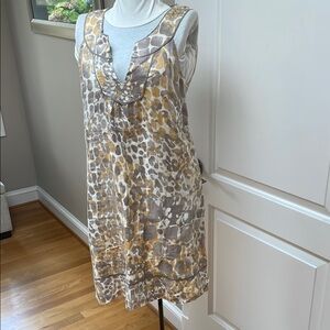 LOFT Sleeveless Patterned Linen Shift Dress size 4